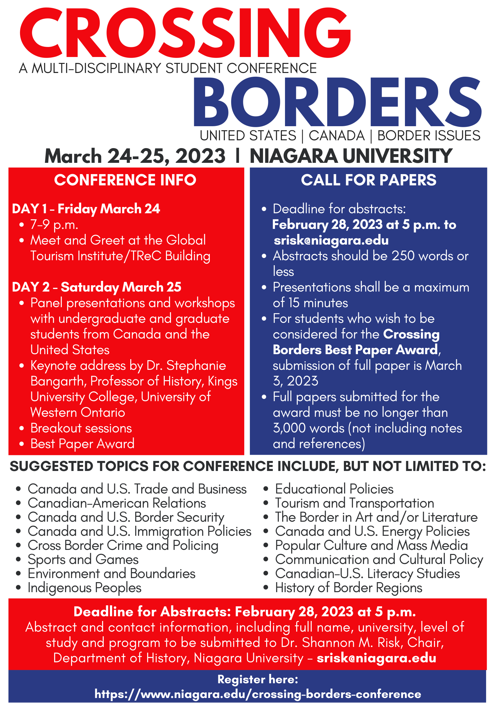 Crossing Borders Conference on CanadaUS Relations, March 2425, 2023